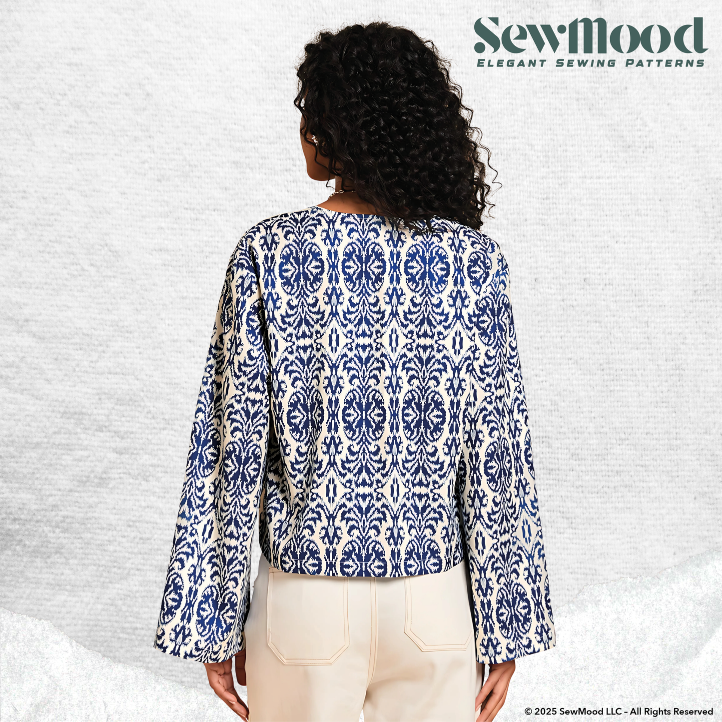 Tie Front Blouse Sewing Pattern | PDF Women’s Top Pattern | Long Sleeve Tie Top | DIY Sewing Pattern A4 A0 | Sizes XS–3XL